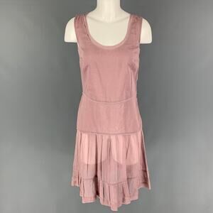 JIL SANDER Size 6 Dust Pink Cotton Pleated Sleeveless Dress
